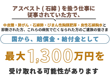 アスベスト(石綿)健康被害の給付金・賠償金請求